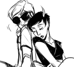  back_to_back blush dave_strider deleted_source grayscale head_on_shoulder kanaya_maryam redrom request shipping sleeping snowstucked texas_chainsaw 