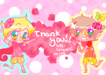  2011 candy chibi crossover food fullres jaggy_lines john_egbert karkat_vantas kyary pon_pon_wei rinny smiling_karkat text thank_you trickster_mode 