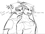  2026 equius_zahhak fullres grayscale language:spanish lineart monochrome shipping sketch sollux_captor starter_outfit sweatyhooves techbros text 