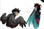  2025 au back_angle blush fullres karkat_vantas mitootaroona starter_outfit terezi_pyrope text wings_only 