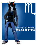 2011 artificial_limb chickenmask eyepatch fullres solo starter_outfit text transparent vriska_serket zodiac_symbol