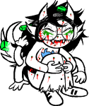 2012 au blood body_horror dogtail dogtier fullres gore heinoustuck jade_harley jaggy_lines pastiche sitting solo the_finger transparent yorsh