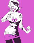   averyniceprince cocktail_glass monochrome roxy_lalonde solo starter_outfit 