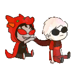  animated bromance coolkids dave_strider dragon_cape godtier knight pixel shipping sitting terezi_pyrope toxiczombiehetalian transparent 