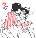 ! 2014 cronus_ampora dancestors fullres grayscale highlight_color jaggy_lines kancro kankri_vantas kiss lunaticjin redrom scars shipping smoking starter_outfit wonk zodiac_symbol