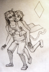  2011 awake-sleeping diamond equius_zahhak fullres grayscale meowrails nepeta_leijon no_hat palerom pencil reverse_hug shipping starter_outfit 