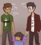  2016 andrew_hussie crossover fullres holding_hands ladysantos30 sepulchritude_shirt text the_truth undertale 