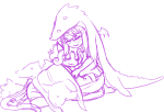  2012 fullres hug kneeling monochrome nepeta_leijon no_hat plushie pride scalemates sitting sketch sleeping starter_outfit terezi_pyrope zodiac_symbol 