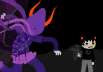 2012 animated asymmetricjester bard black_rifle blood codtier fullres gamzee_makara godtier image_manipulation jaggy_lines karkat_vantas rage_aspect starter_outfit