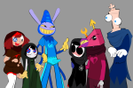  2025 arm_around_shoulder bard blood_aspect blush breath_aspect codtier crossover doom_aspect fullres godtier heart_aspect knight mage maid prince space_aspect sylph the_amazing_digital_circus void_aspect vvickydisc 