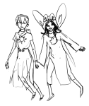  aradia_megido crowry godtier grayscale holding_hands lineart maid redrom rose_lalonde seer shipping thorn_whip 