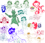 2023 2spooky aradia_megido art_dump blood carrying chainsaw crying dead_aradia empiricist&#039;s_wand equius_zahhak eridan_ampora fashion fullres gamzee_makara gash_sash godtier grubs jaggy_lines kanaya_maryam kiss legislacerator_suit light_aspect lineart maid monochrome nepeta_leijon no_glasses no_hat psionics scalemates scars shipping sober_gamzee sollux_captor starter_outfit szkraft220 tavros_nitram terezi_pyrope thief thumbs_up time_aspect vriska_serket wonk