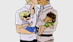  babies bro carrying dave_strider foxy_grandpa grandpa head_out_of_frame heart_shirt jade_harley kiss my-friend-the-frog redrom shipping 