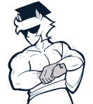  2026 academic_advisor fullres grayscale homestuck:_beyond_canon meat_timeline monochrome musclestuck myriadserased satyrs solo starter_outfit sweat 