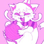 2023 animalstuck fullres jaggy_lines jasprosesprite^2 kittypeb monochrome solo sprite starter_outfit yarn