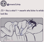  2023 bed emoticon equius_zahhak fullres headshot kikueatgoo lineart lying mitski nepeta_leijon no_glasses no_hat parody sleeping text twitter 