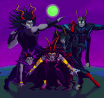  2025 alternia ancestors body_modification dragon_ball expatriate_darkleer fullres grand_highblood green_moon her_imperious_condescension jaggy_lines marquise_spinneret_mindfang night no_glasses no_hat orphaner_dualscar parody scars stars starter_outfit venomous0221 