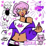 2025 alternate_hair animalstuck anthro art_dump body_modification chiikawa emashington fashion fullres hat heart jaggy_lines roxy's_striped_scarf roxy_lalonde solo sonic_the_hedgehog stars text vodka_mutini wonk
