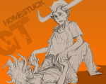 2012 9vs9 blush fullres gamzee_makara grayscale lying monochrome pbj shipping sitting sketch starter_outfit sweat tavros_nitram text the_word_homestuck