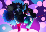  2021 artificial_limb chubstuck dancing dragon_cane eyepatch fashion formal fullres holding_hands musclestuck ri0tbreaker scars scourge_sisters shipping suit terezi_pyrope vriska_serket 