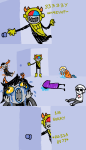 2015 comic crying dancestors dave_strider fullres godtier jaggy_lines kneeling light_aspect mituna_captor on_stomach rose_lalonde sailorbeefcake scribble_mode seer sitting starter_outfit sweat tavros_nitram text vriska_serket warweary_villein wv