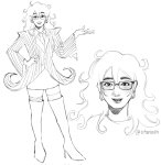 2026 alternate_hair blush body_modification candy_timeline fullres grayscale headshot homestuck:_beyond_canon john_egbert june_egbert monochrome solo stariean