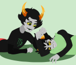  2011 bloody_maryam foolsinvasion fullres kanaya_maryam karkat_vantas lying on_stomach palerom shipping starter_outfit 