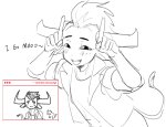  2026 animal_ears anonymous_artist blush c4rmy_hs fullres grayscale lineart lusus monochrome sketch starter_outfit tavros_nitram text troll_tail 
