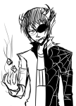  2011 bloodswap eyepatch fashion fluorite_octet fullres grayscale monochrome pride sketch sollux_captor solo 