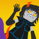  2026 aranea_serket bard dancestors frigiddoctoratus fullres gamzee_makara godtier head_out_of_frame jaggy_lines low_angle mindfang_dress oblique_angle pastiche rage_aspect ring_of_life 