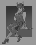 2025 aranea_serket dancestors fashion fullres grayscale mikkythehamster sitting solo spiders web
