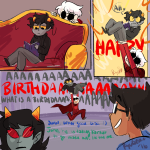  book breath_aspect carrying comic couch dave_strider godtier heir john_egbert karkat_vantas knight red_knight_district ryu-gemini shipping sitting sketch terezi_pyrope text time_aspect 