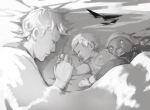  babies bro dave_strider grayscale holding_hands lil_cal no_glasses no_hat rini sleeping 