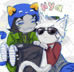  2026 animal_ears blush cat_hat chomplicated coolcat dave_strider fullres nepeta_leijon red_baseball_tee redrom shipping text 