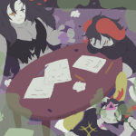  2019 beverage bubblybluejellyfish chixie_roixmr cirava_hermod drug_use eyepatch fullres hiveswap lying marvus_xoloto scars sitting smoking starter_outfit wonk worms 