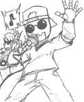  2012 ballcap dirk_strider fullres glasses_added grayscale headphones jaggy_lines microphone music_note nsfw_source planetofjunk squarewave starter_outfit turntables word_balloon 