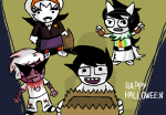 2020 annieisapeaperson au beta_kids blood dave_strider dogtail dogtier fullres gore halloweenstuck heinoustuck high_angle jade_harley jaggy_lines john_egbert rose_lalonde scars starter_outfit text