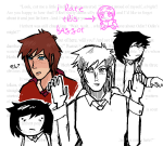 2024 chibi fullres jaggy_lines multiple_personas optimus-rhyme russet_clove solo text wizardy_herbert_(adventure) 