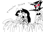 bed boopscoop casual fashion freckles fullres grayscale highlight_color holding_hands jade_harley kiss kneeling monochrome nepeta_leijon no_glasses no_hat olive_garden pajamas profile redrom shipping sitting sketch terezi_pyrope text undergarments