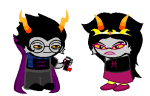  ageswap alternate_hair au cromeen cronus_ampora crown dancestors gerommey glasses_added heart meenah_peixes redrom shipping sprite_mode 