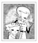  2026 alcohol arm_around_shoulder beverage cocktail_glass deacon_blues fullres grayscale homestuck:_beyond_canon meat_timeline mom monochrome satyrs starter_outfit swiss_elysi 