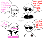 2026 comic dave_strider fullres glasses_added homestuck:_beyond_canon hoodie_killer_supreme jaggy_lines meat_timeline red_5_o'clock_shadow roxy_lalonde sleepy_kat_tee text thumbs_up vantasanon word_balloon