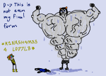  2015 dancestors equius_zahhak fullres jaggy_lines mituna_captor musclestuck no_shirt sailorbeefcake scribble_mode size_difference starter_outfit sweat text 