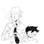  2024 age_discrepancy blush broconwhore dad egbertcest fullres grayscale incest jaggy_lines john_egbert john_loves_his_daddy lineart monochrome ring_of_keys smoking starter_outfit sweat 