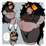  2025 2spooky aradia_megido blind_sollux blush chubstuck fpreg fullres jaggy_lines obscenicon shipping sitting sollux_captor starter_outfit sweat text wonk word_balloon 