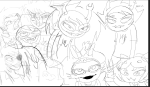 2025 action_claws aranea_serket art_dump cat_hat dancestors eyepatch facial_hair feferi_peixes fullres gamzee_makara godtier grayscale headshot hope_aspect jake_english john_egbert kanaya_maryam lineart melerbytes nepeta_leijon page serkets starter_outfit text vriska_serket