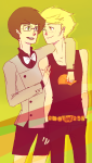  arm_around_shoulder dirk_strider ectoturntech freckles jake_english pumpkin_patch redrom shipping skull_suit strong_outfit strong_tanktop 