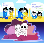  2025 bed beta_kids blush breath_aspect clouds dave_strider dersecest dreamself fullres godtier heir incest jade_harley john_egbert kiss nsfw_source nudity profile prospit prospitcest rose_lalonde sitting smoking text the_truth thenebularts word_balloon 