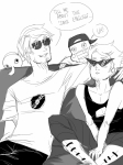  alpha_dave blush dirk_strider grayscale lil_cal sillyvantas smuppets strong_outfit strong_tanktop word_balloon 