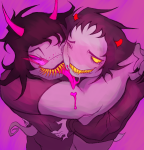  2024 adorabloodthirsty blush freckles fullres high_angle hug karkat_vantas licking obscenicon redrom shipping starter_outfit terezi_pyrope troll_tail wonk 